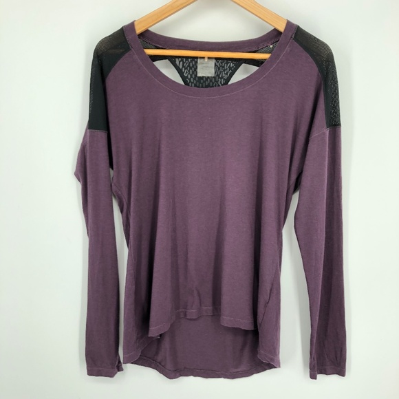 Calia Womens Top Size Large Grape Purple Active Mesh Open Back Workout Gym Gorp - Picture 1 of 12